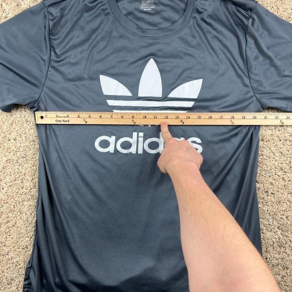 Adidas Gray T Shirt Polyester Athletic Running Shirt With Spell Out Logo XXL - Picture 5 of 7